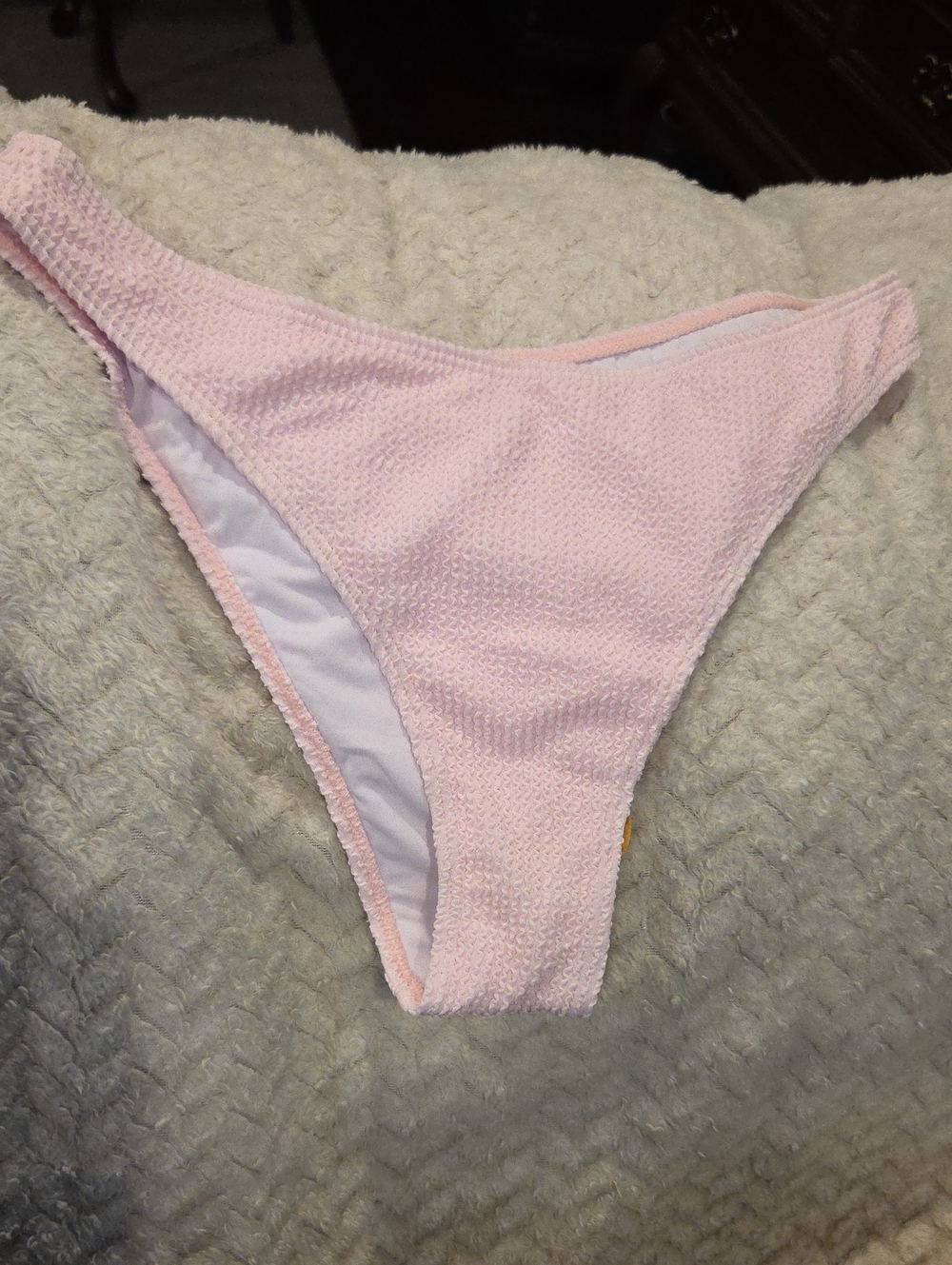 Pink Textured Ribbed High Cut Bikini Bottom Sz L ✨️5/$30